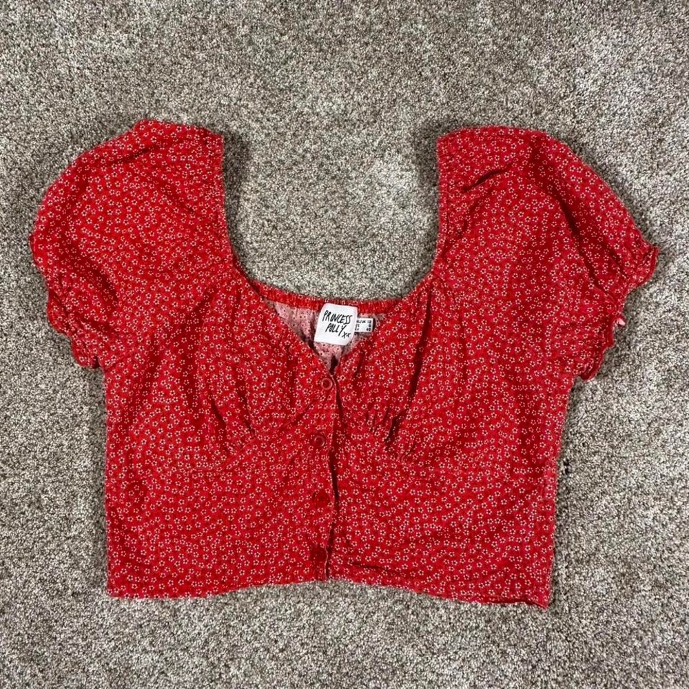 Princess‎ Polly Red Floral Crop Top Size 8